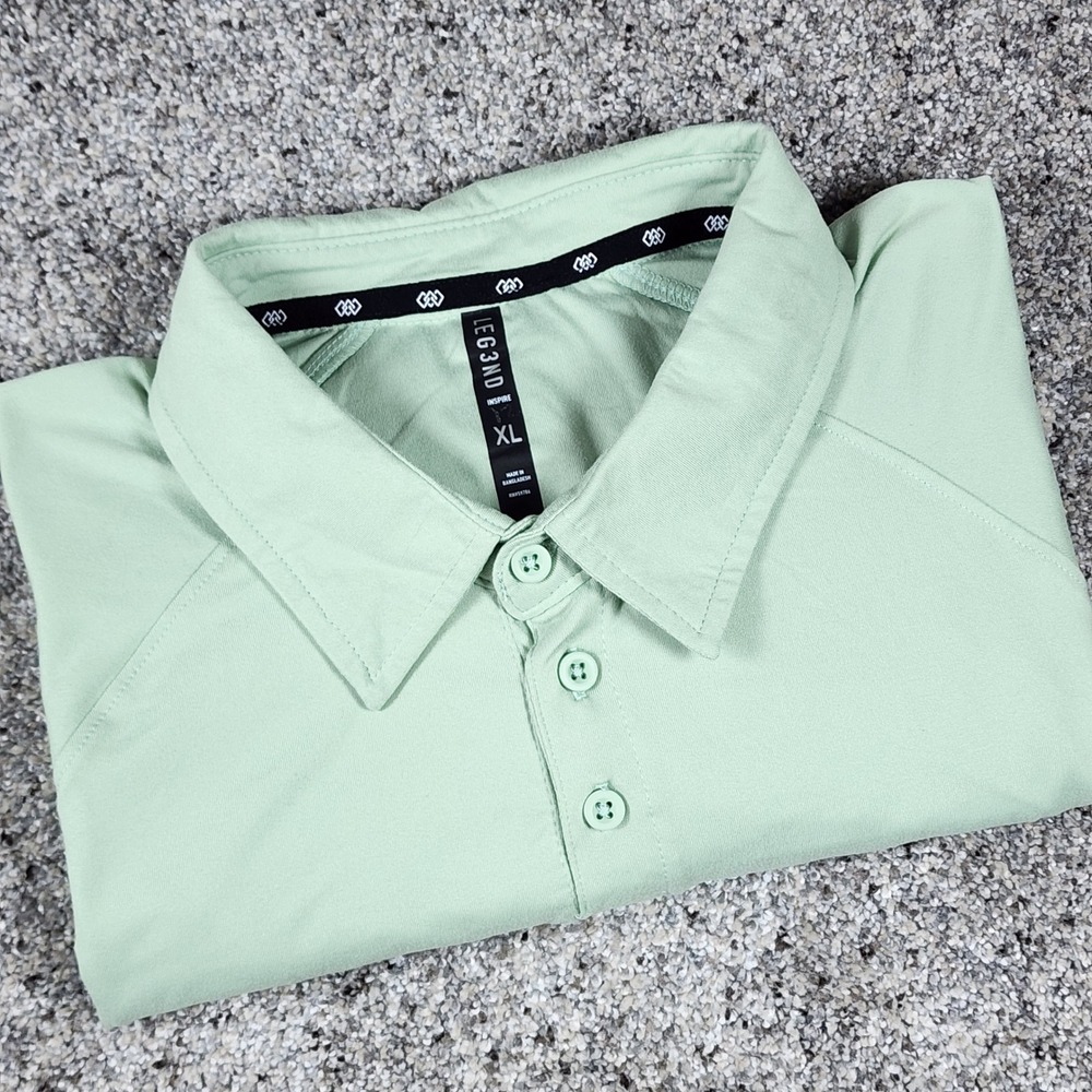 LEG3ND Polo Shirt Mens XL Performance Stretch Raglan Sleeve Mint Green Excellent